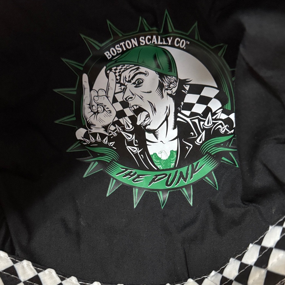 Boston Scally Co. Black and Green Punk Hat with Pin Size M/L